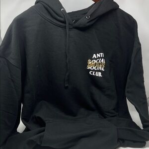 Anti Social Social Club Black Hoodie with White and Gold Accents